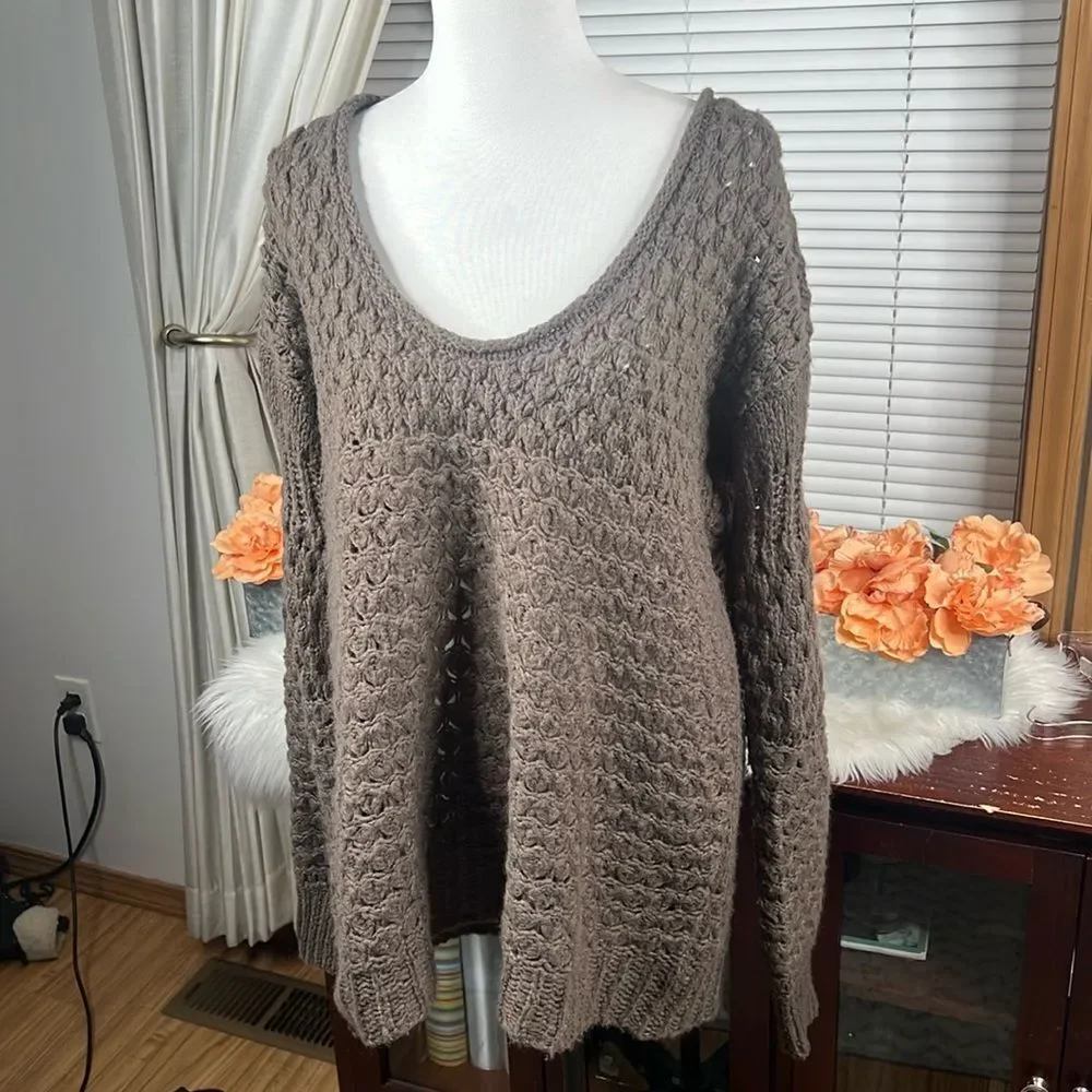 Free People Crashing Waves Pullover in Cocoa Sz Large